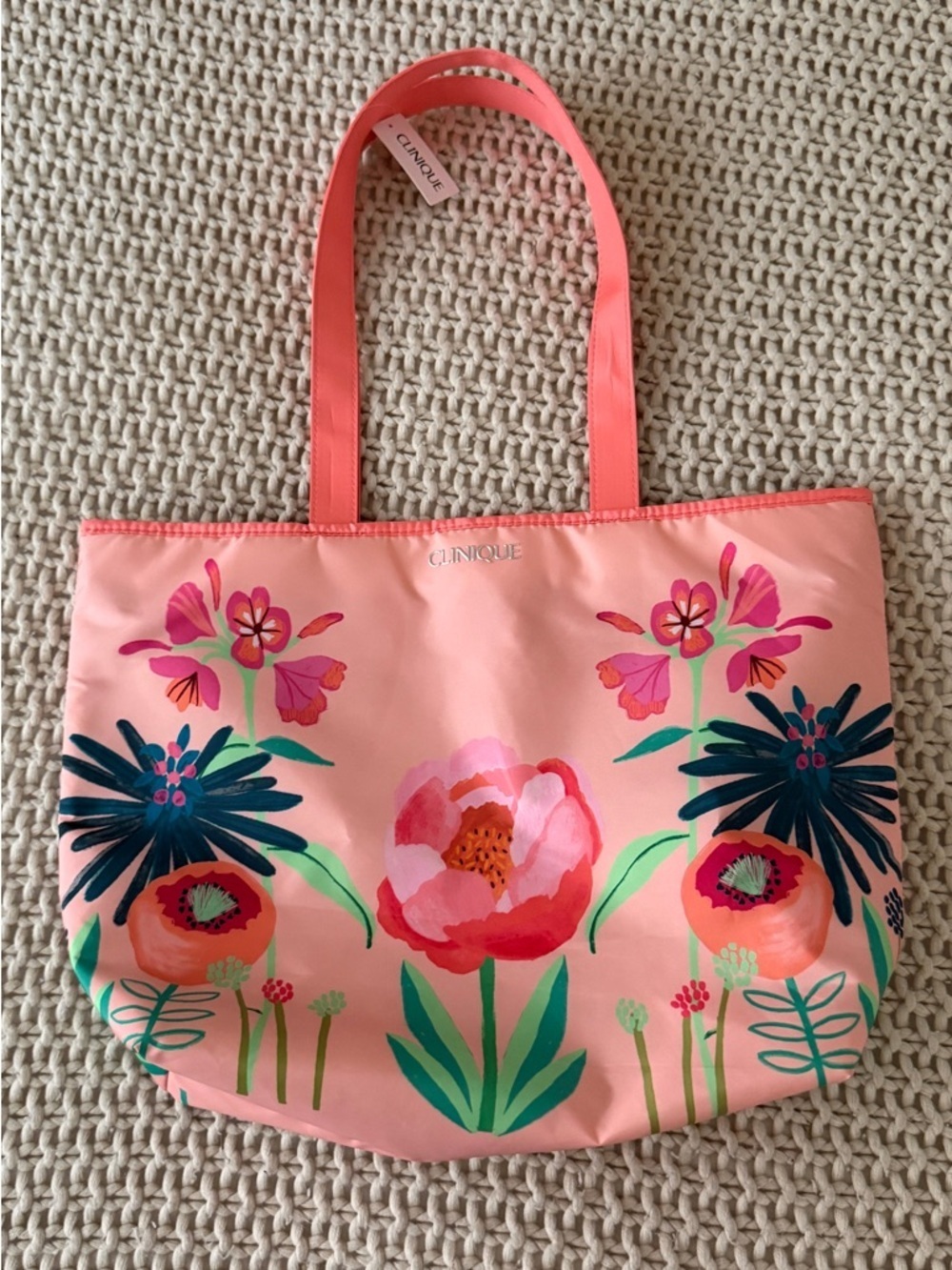 Clinique Pink Floral Large Tote Bag - Picture 2 of 4